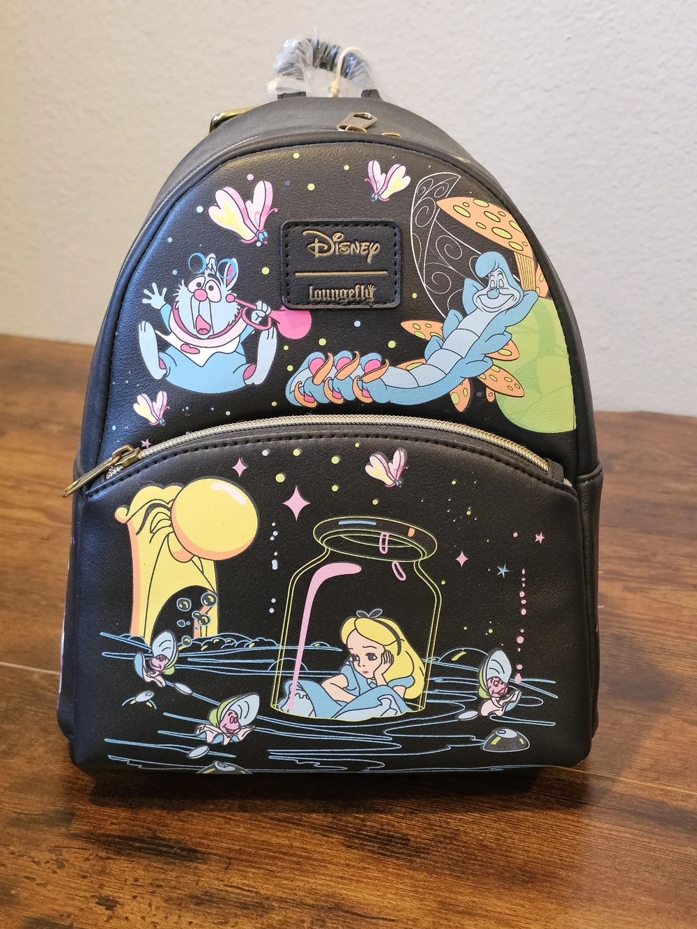 NWT 2023 Loungefly Disney Alice In Wonderland Glow In The Dark Mini Backpack